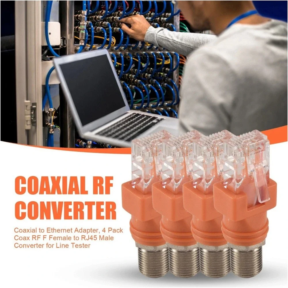 Lot of 50 RJ45 to F Adapter Sets + F Female Couplers Coax Cable Tester Orange